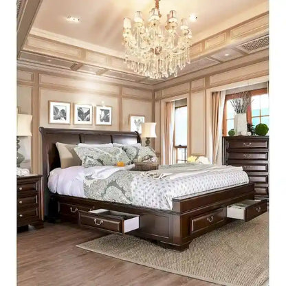 Lit plateforme de rangement traditionnel Oslo à 6 tiroirs de Furniture of America