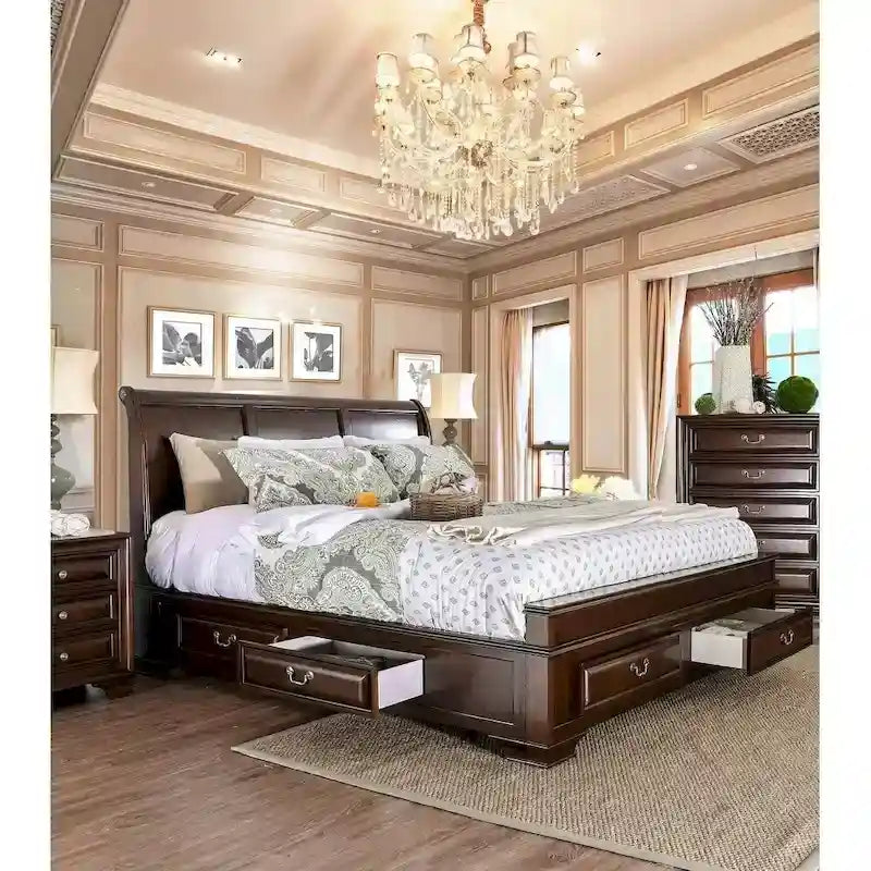 Lit plateforme de rangement traditionnel Oslo à 6 tiroirs de Furniture of America