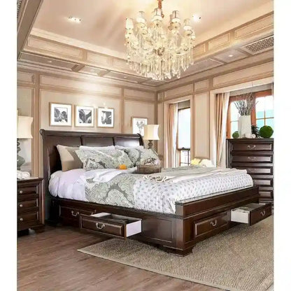 Lit plateforme de rangement traditionnel Oslo à 6 tiroirs de Furniture of America