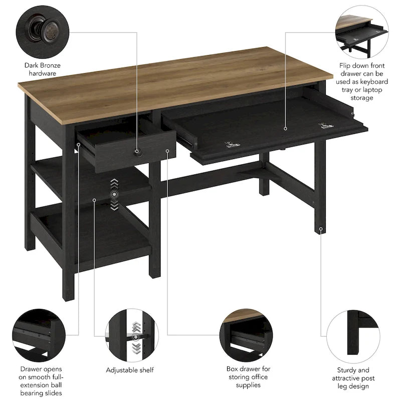 Bureau d'ordinateur Mayfield 54W avec étagères par Bush Furniture