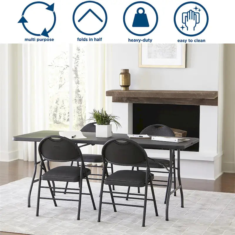 Table pliante moulée par soufflage COSCO Deluxe de 1,83 m (6 pi) pour intérieur et extérieur