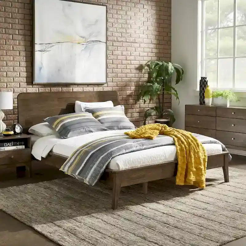 Lit plateforme en bois Clark, style moderne du milieu du siècle, par iNSPIRE Q Modern