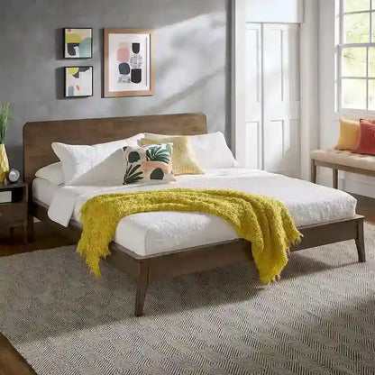 Lit plateforme en bois Clark, style moderne du milieu du siècle, par iNSPIRE Q Modern