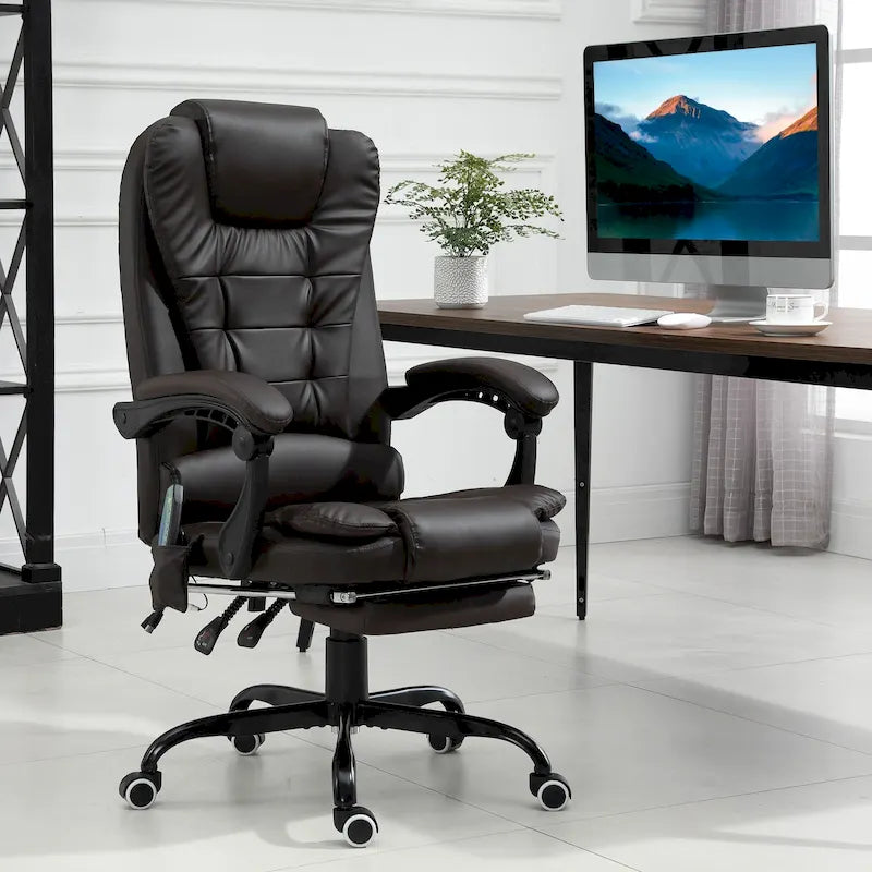 Fauteuil de bureau massant Vinsetto à 7 points, fauteuil inclinable de direction à dossier haut
