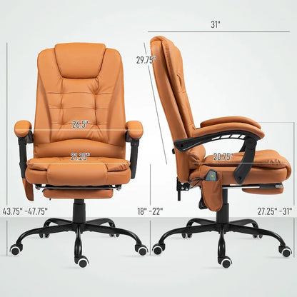 Fauteuil de bureau massant Vinsetto à 7 points, fauteuil inclinable de direction à dossier haut