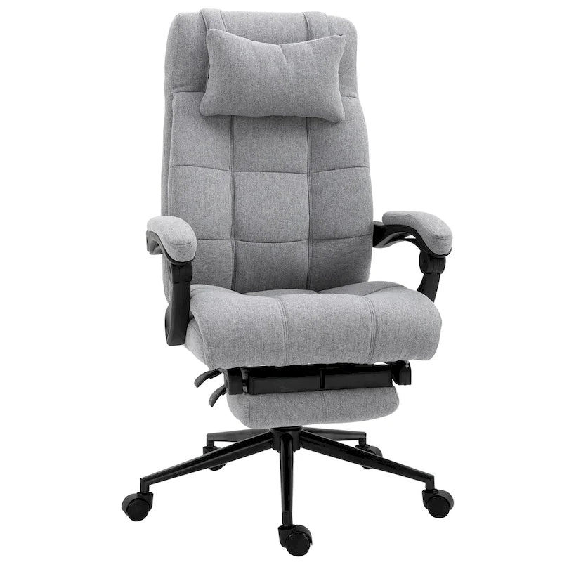 Fauteuil de bureau Vinsetto Executive en lin avec repose-pieds, appui-tête et soutien lombaire rétractables
