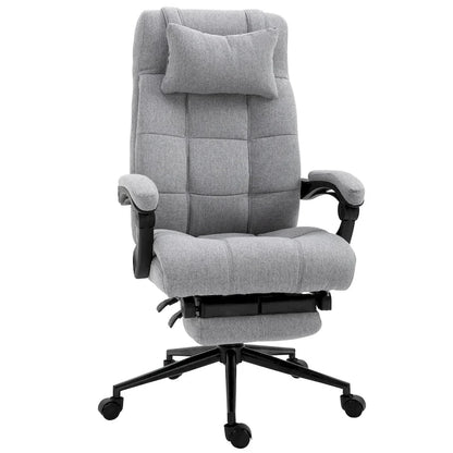 Fauteuil de bureau Vinsetto Executive en lin avec repose-pieds, appui-tête et soutien lombaire rétractables