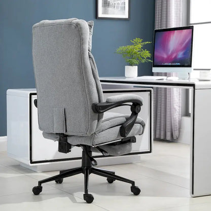 Fauteuil de bureau Vinsetto Executive en lin avec repose-pieds, appui-tête et soutien lombaire rétractables