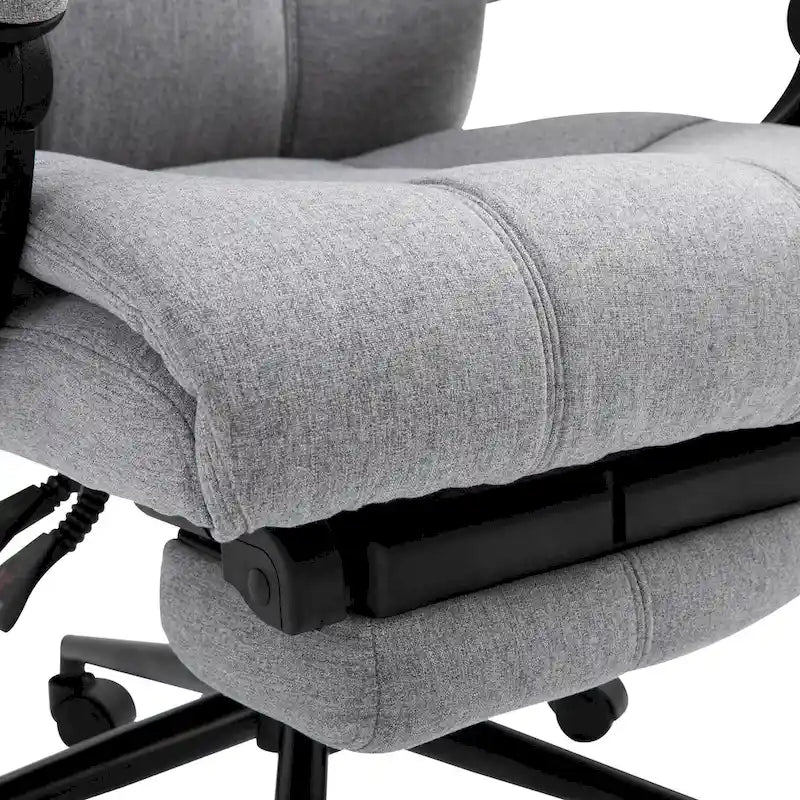 Fauteuil de bureau Vinsetto Executive en lin avec repose-pieds, appui-tête et soutien lombaire rétractables
