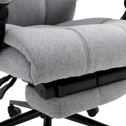 Fauteuil de bureau Vinsetto Executive en lin avec repose-pieds, appui-tête et soutien lombaire rétractables