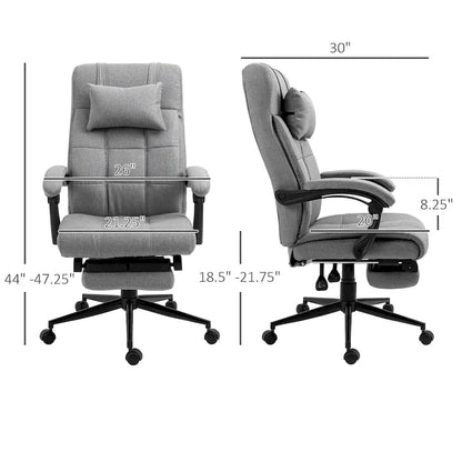 Fauteuil de bureau Vinsetto Executive en lin avec repose-pieds, appui-tête et soutien lombaire rétractables