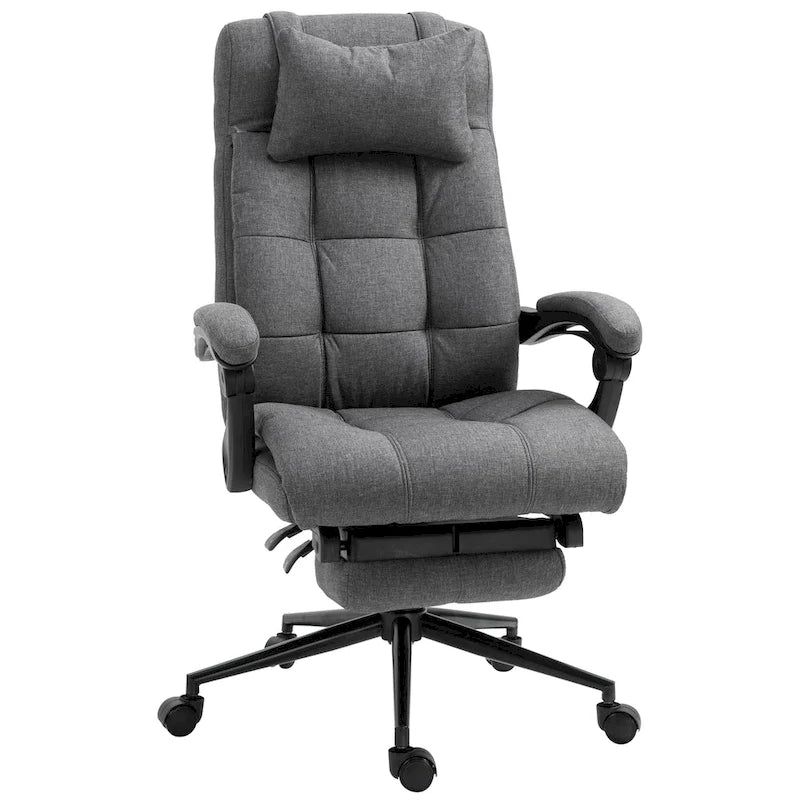 Fauteuil de bureau Vinsetto Executive en lin avec repose-pieds, appui-tête et soutien lombaire rétractables