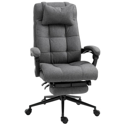 Fauteuil de bureau Vinsetto Executive en lin avec repose-pieds, appui-tête et soutien lombaire rétractables