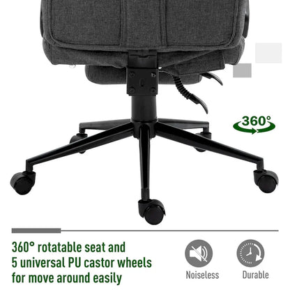 Fauteuil de bureau Vinsetto Executive en lin avec repose-pieds, appui-tête et soutien lombaire rétractables