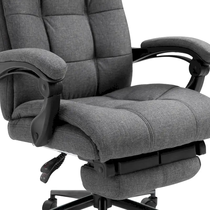 Fauteuil de bureau Vinsetto Executive en lin avec repose-pieds, appui-tête et soutien lombaire rétractables