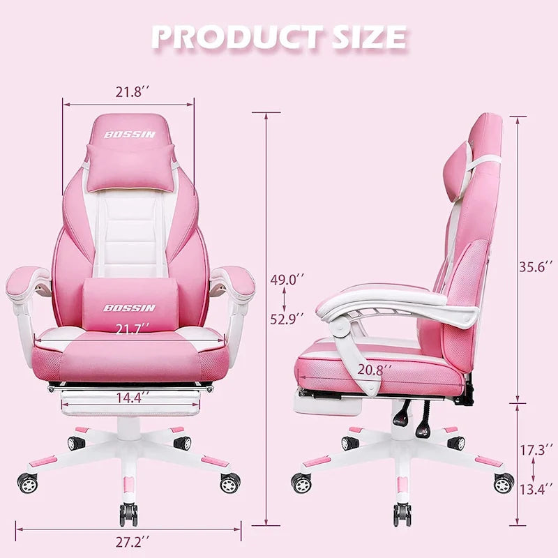 Chaise de jeu BOSSIN style racing, chaise de jeu grande taille (136 kg) avec dossier haut