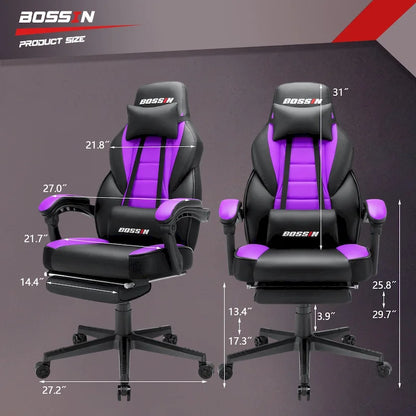 Chaise de jeu BOSSIN style racing, chaise de jeu grande taille (136 kg) avec dossier haut