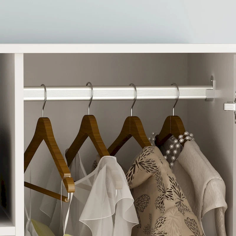 Armoire à deux portes avec miroir, 80 cm de largeur x 183 cm de hauteur, blanc/brun foncé - 80 cm de largeur x 183 cm de hauteur