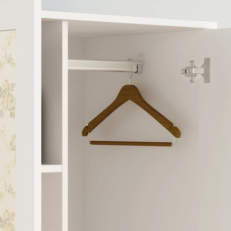 Armoire à deux portes avec miroir, 80 cm de largeur x 183 cm de hauteur, blanc/brun foncé - 80 cm de largeur x 183 cm de hauteur