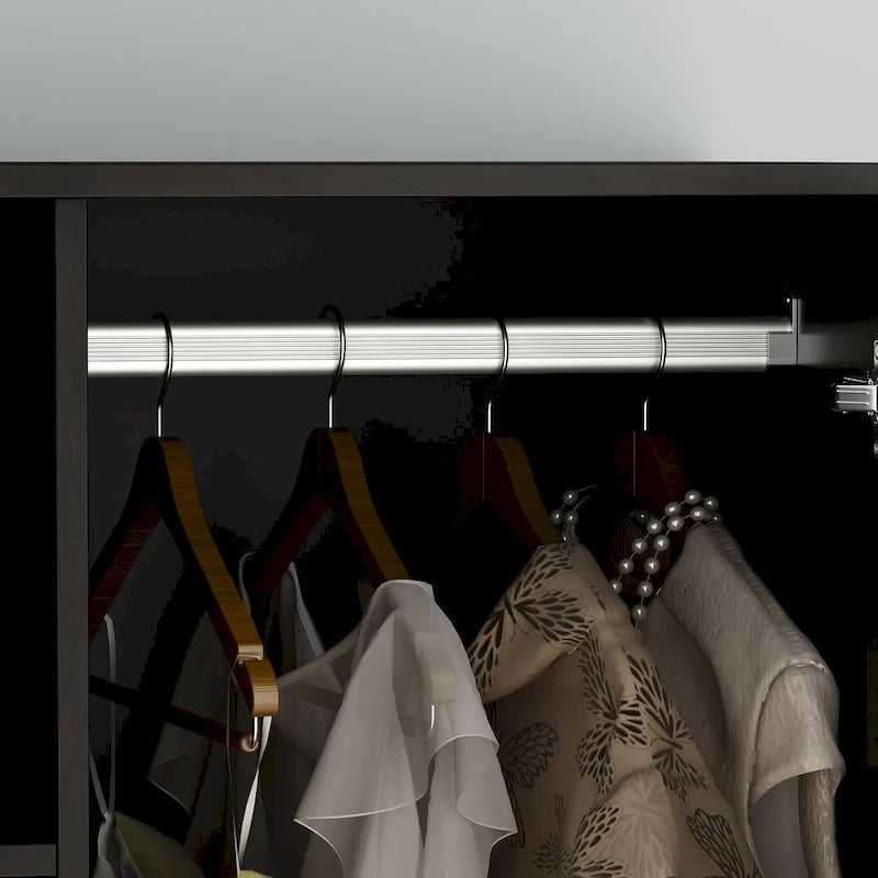 Armoire à deux portes avec miroir, 80 cm de largeur x 183 cm de hauteur, blanc/brun foncé - 80 cm de largeur x 183 cm de hauteur