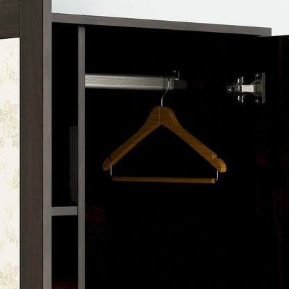 Armoire à deux portes avec miroir, 80 cm de largeur x 183 cm de hauteur, blanc/brun foncé - 80 cm de largeur x 183 cm de hauteur