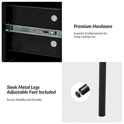 Ensemble de 2 tables de chevet Jonah contemporaines en bois avec pieds réglables et 2 tiroirs, par HULALA HOME