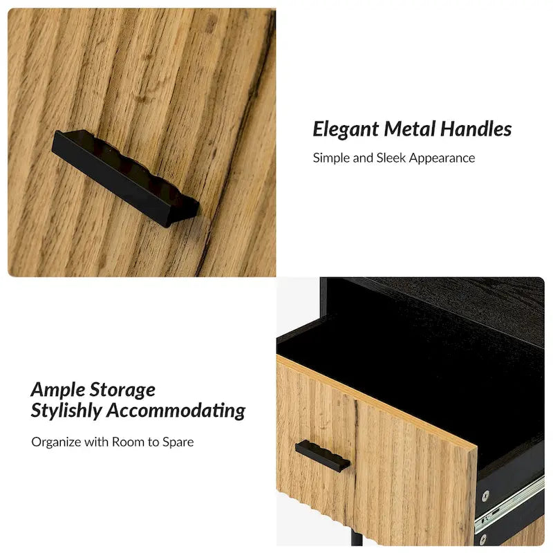 Ensemble de 2 tables de chevet Jonah contemporaines en bois avec pieds réglables et 2 tiroirs, par HULALA HOME