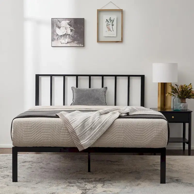 Brookside Lori Metal Platform Bed with Vertical Bar Headboard
