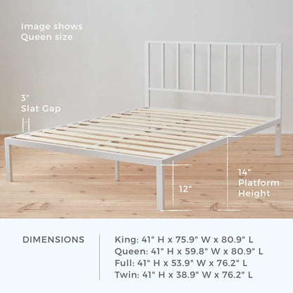 Lit plateforme en métal Brookside Lori avec tête de lit à barre verticale