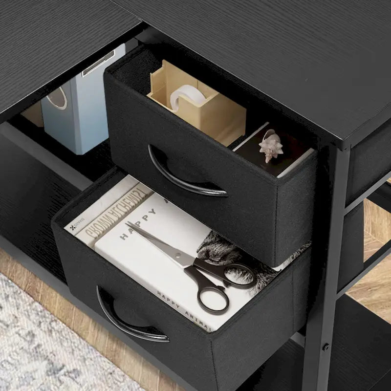 Bureau d'ordinateur en forme de L avec station de charge, bureau d'angle réversible avec tiroir