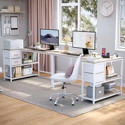 Bureau d'ordinateur en forme de L avec station de charge, bureau d'angle réversible avec tiroir