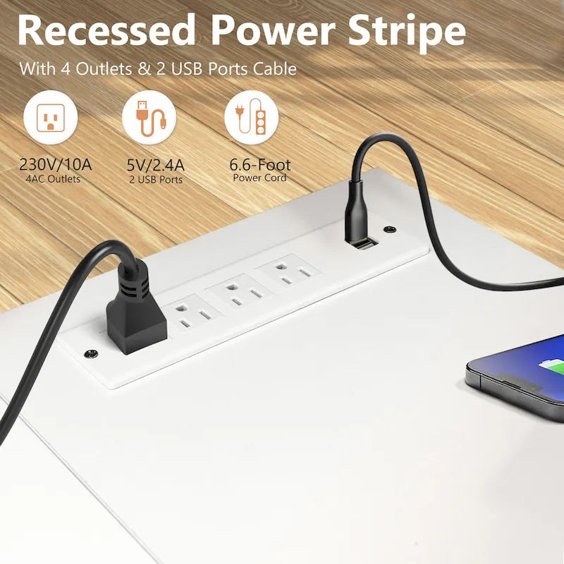 Bureau d'ordinateur en forme de L avec station de charge, bureau d'angle réversible avec tiroir