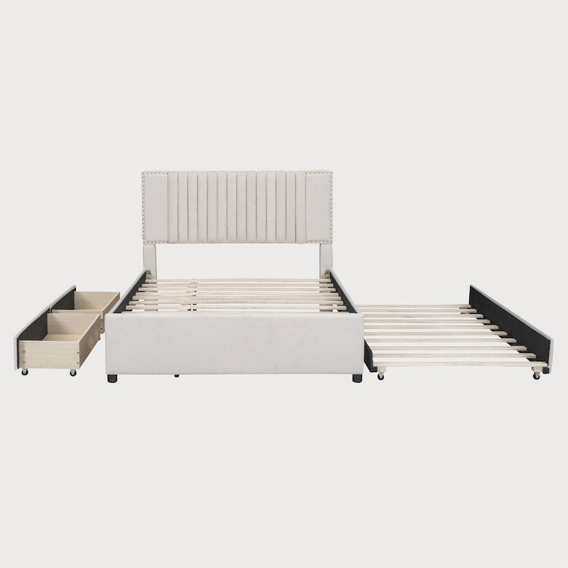 Lit double avec lit gigogne simple