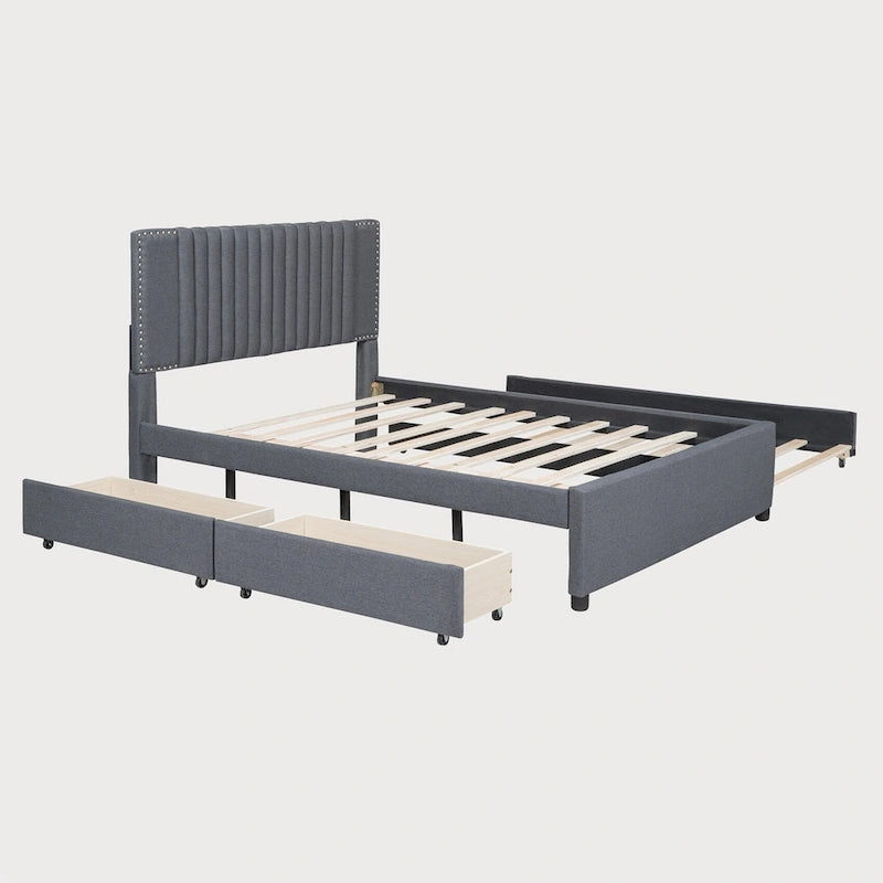 Lit double avec lit gigogne simple
