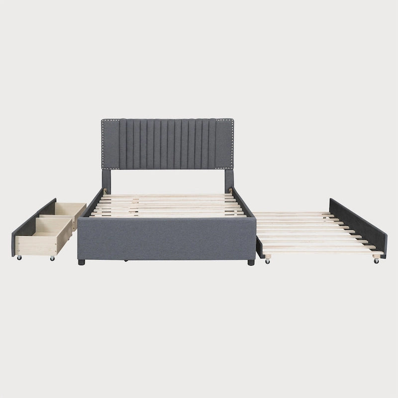 Lit double avec lit gigogne simple