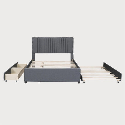 Lit double avec lit gigogne simple