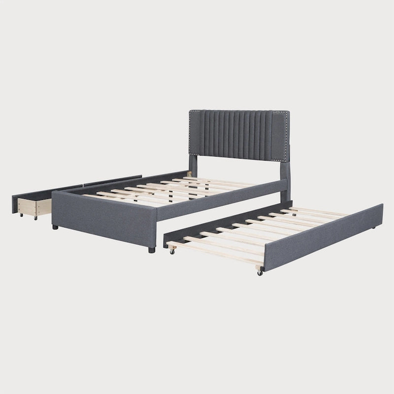 Lit double avec lit gigogne simple