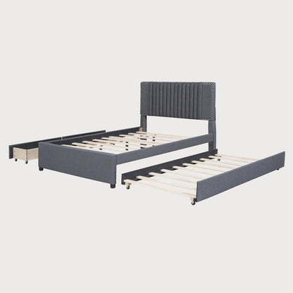 Lit double avec lit gigogne simple