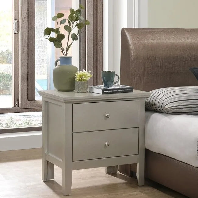 Table de chevet Primo Transitional en bois à 2 tiroirs