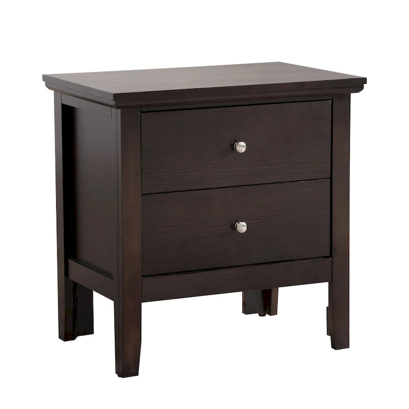 Table de chevet Primo Transitional en bois à 2 tiroirs