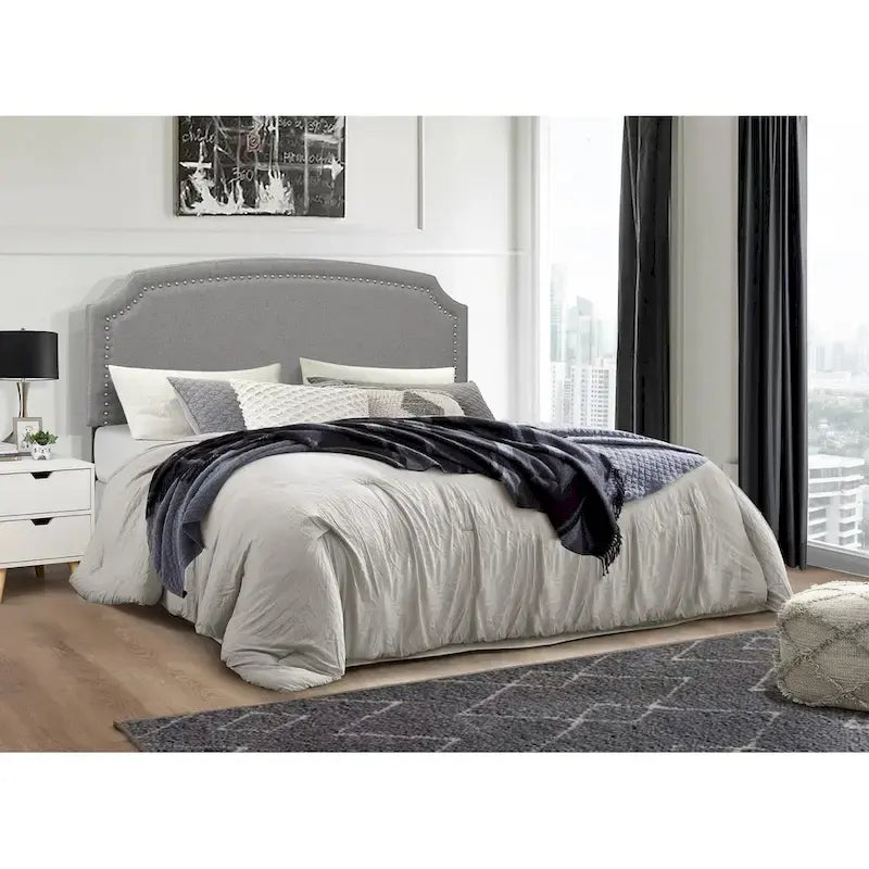 Cora Upholstered Clipped-corner Headboard w/ Nailhead Trim