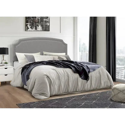 Cora Upholstered Clipped-corner Headboard w/ Nailhead Trim