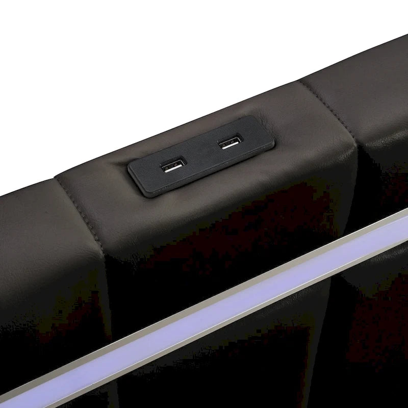 Cadre de lit flottant avec lumières LED et port USB pour le chargement