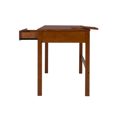 Bureau moderne et robuste en bois Copper Grove Rivne pour la maison, avec tiroirs et compartiments