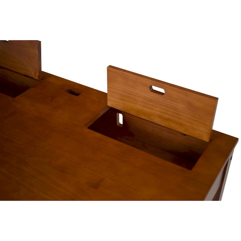 Bureau moderne et robuste en bois Copper Grove Rivne pour la maison, avec tiroirs et compartiments