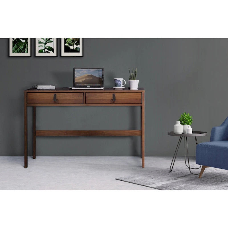 Bureau moderne et robuste en bois Copper Grove Rivne pour la maison, avec tiroirs et compartiments