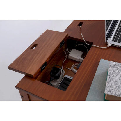 Bureau moderne et robuste en bois Copper Grove Rivne pour la maison, avec tiroirs et compartiments