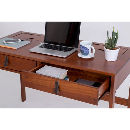 Bureau moderne et robuste en bois Copper Grove Rivne pour la maison, avec tiroirs et compartiments