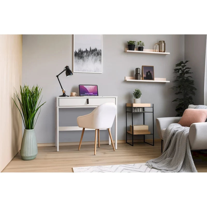 Bureau moderne et robuste en bois Copper Grove Rivne pour la maison, avec tiroirs et compartiments