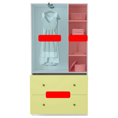 Armoire-penderie avec miroir et tringle à vêtements extensible, gain de place